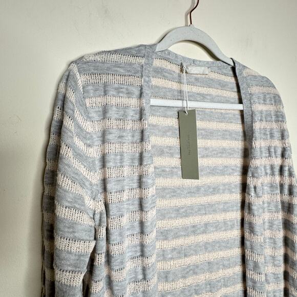 One Grey Day Open Front Long Cardigan - Gray Stripe NWT Size Small - Picture 2 of 7